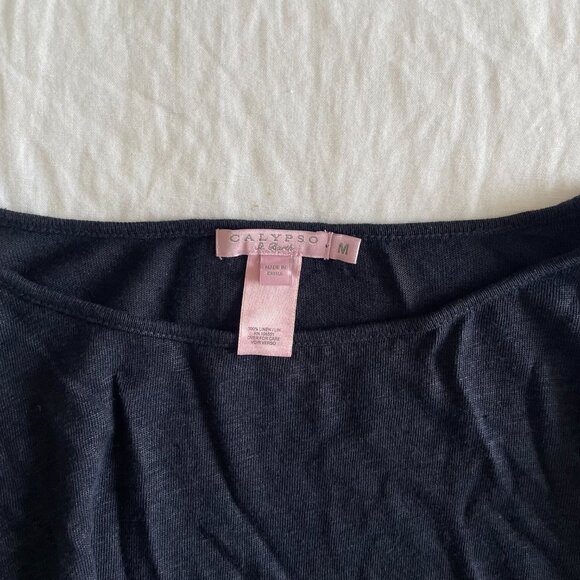 Calypso St Barth Black Linen Cover-Up Blouse (sz M) - Picture 3 of 5